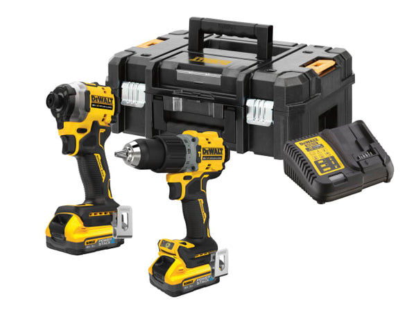 DeWalt 18V Brushless Impact & Combi Powerstack Kit includes 2x 5Ah Battery