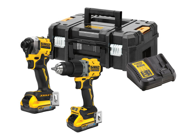 DeWalt 18V Brushless Impact & Combi Powerstack Kit includes 2x 5Ah Battery - Image 1