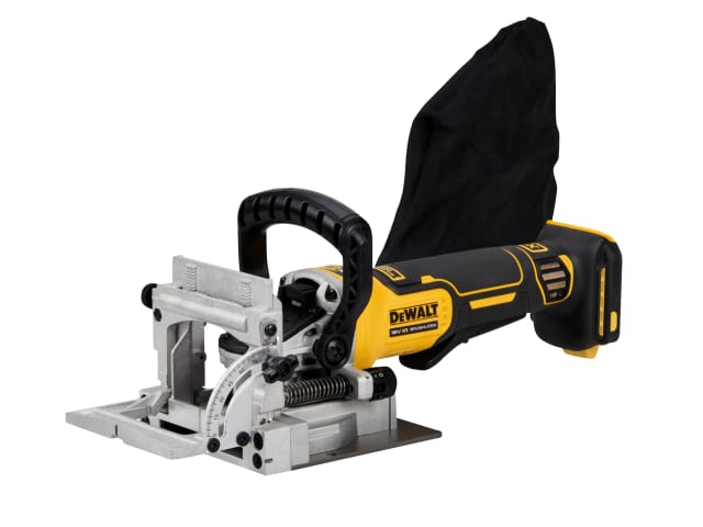 Dewalt DCW682NT XR 18V Brushless Biscuit Jointer bare unit with adjustable fence, electric brake, and dust extraction –