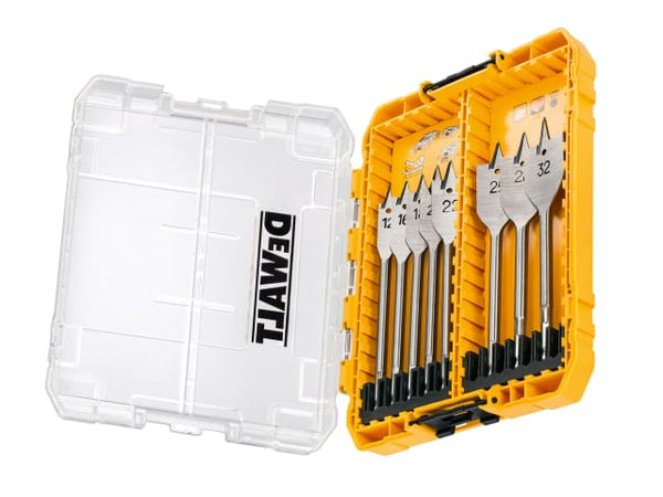 Dewalt DT70750 8-piece flat drill bit set, chrome vanadium steel, clean wood drilling, TSTAK compatible case - Keans