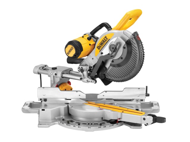 Dewalt DWS727 250mm Double Bevel Slide Mitre Saw 1675W 240V with XPS system, grooving stop, and dust extraction – Keans