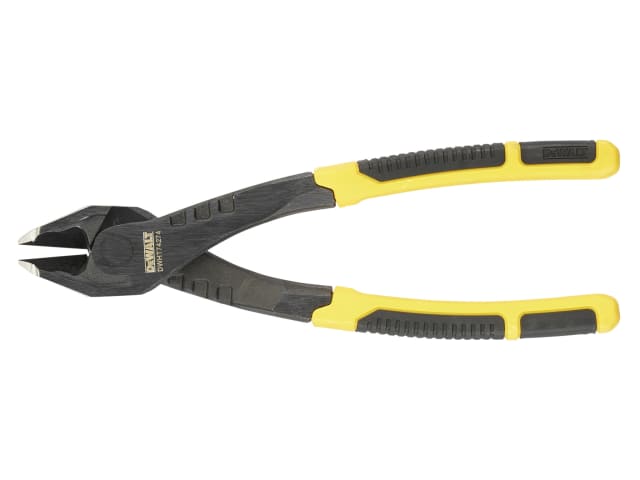 DeWalt Demolition Diagonal Pliers 200mm with black and yellow two-zone comfort-grip handles, angled cutting head.