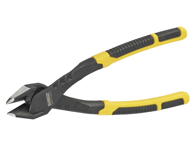 DeWalt 200mm demolition diagonal pliers with yellow and black handles on white background