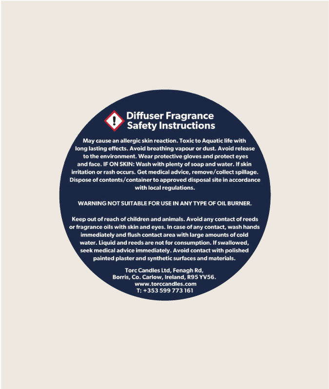 TORC Jasmine & Dark Amber Diffuser with elegant glass bottle, aromatic home fragrance – available at Keans Claremorris.