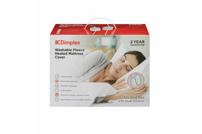 Dimplex King Size Dual Control Heated Mattress Cover, 4 Heat Settings, Machine Washable, Extra Foot Warmth – Keans