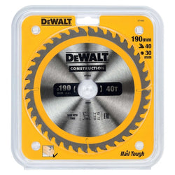 Dewalt 190mm x 30mm 40T Circular Saw Blade for precise cutting – available at Keans Claremorris.