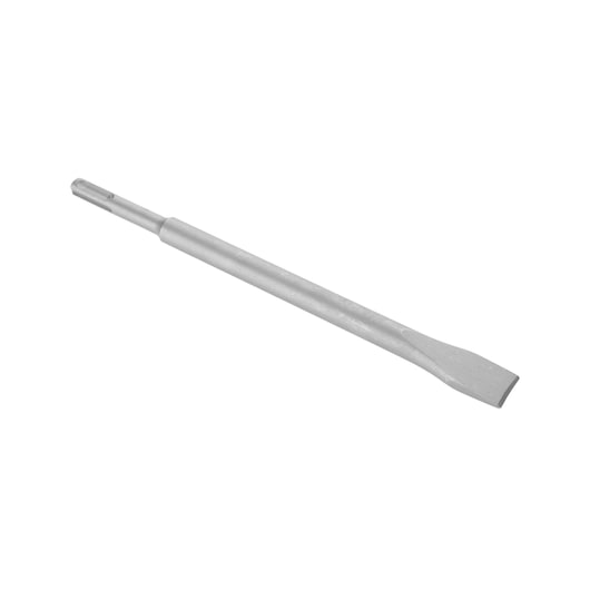 DeWalt SDS Plus steel flat chisel with 250mm length and 20mm wide blade on white background.