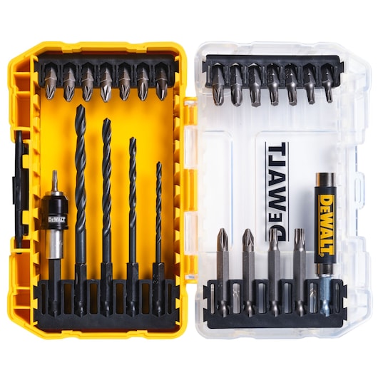 Dewalt DT70708 25-piece drill drive set with assorted bits, durable construction, available at Keans Claremorris.