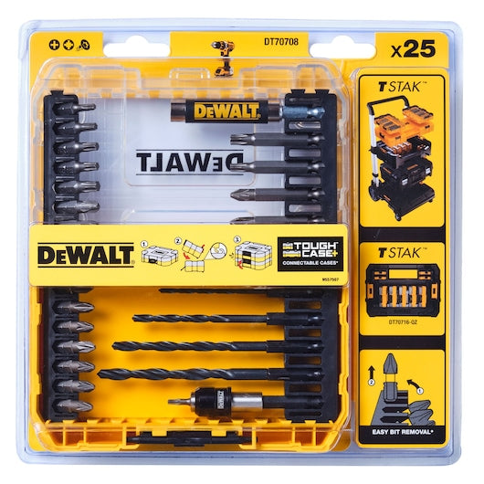 Dewalt DT70708 25-piece drill drive set with various bits, durable construction, available at Keans Claremorris.