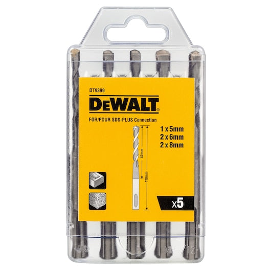 DeWalt SDS Plus 5-Piece Drill Bit Set DT9399QZ, durable masonry bits, available at Keans Claremorris