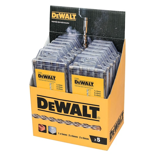 DeWalt SDS Plus 5-Piece Drill Bit Set DT9399QZ for concrete drilling, available at Keans Claremorris.