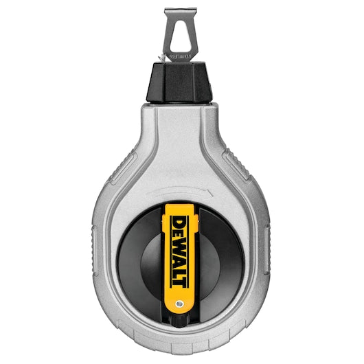 DeWalt 6:1 Chalk Reel with die-cast aluminum case, yellow branded handle, and metal line hook on top.