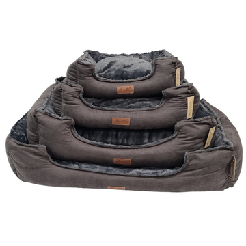 Dark Grey Velvet XL Dog Bed by Alice & Co, plush cushion, non-slip base, machine washable, luxury comfort – Keans Claremorris