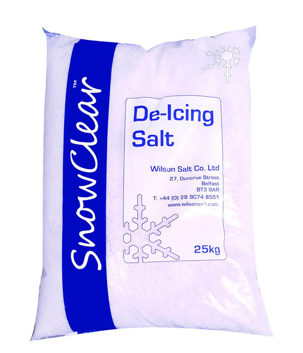 De-Icing Salt 25kg bag for melting snow and ice on driveways and paths, available at Keans Claremorris.