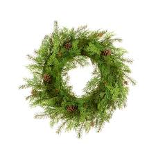 Deluxe 60cm cedar and pine wreath with realistic foliage, perfect for doors and mantels – Keans Claremorris.