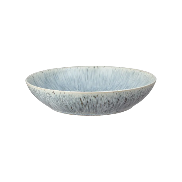 Denby Halo Speckle stoneware pasta bowl, handcrafted with two-tone glaze, ideal for pasta and salads, available at Keans