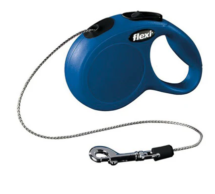 Blue Flexi Classic Cord Mini retractable lead, 3m, for small dogs & cats up to 8kg, lightweight, chromed hook – Keans