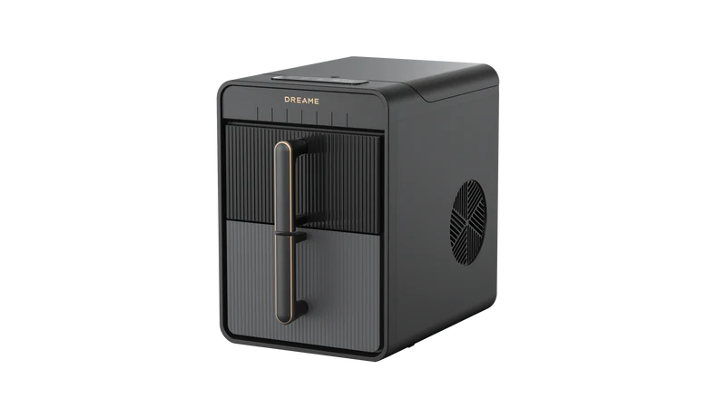 Dreame Aura Bullet Ice Maker IB-50 in black with vertical handle and side ventilation grille, front angled view.