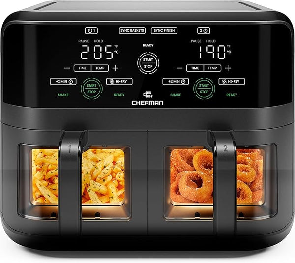 Dual Basket Air Fryer – 5.6 Litre Capacity| RJ38-SQPF-3TDB-2W-UK Keans Claremorris