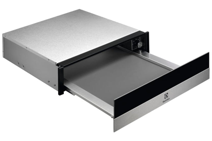 Electrolux 14 cm warming drawer for kitchen, compact design, available at Keans Claremorris.