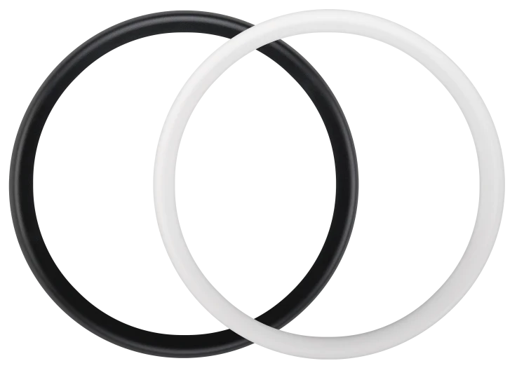 Black and white round trim rings for Eco Mini Round Bulkhead IP54 light fixture.