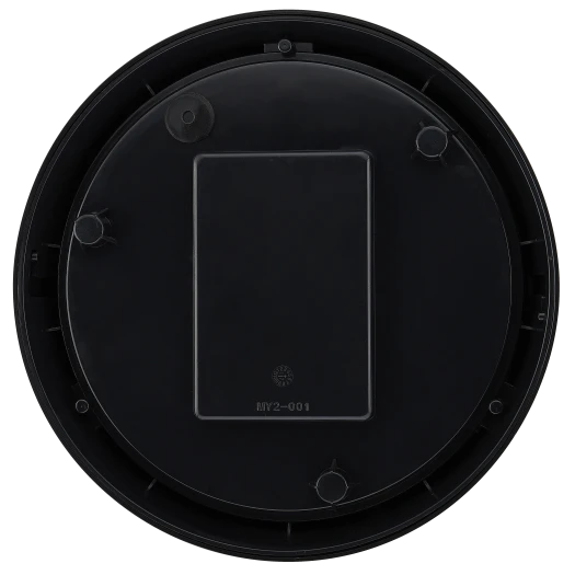 Back view of Eco Round Bulkhead IP54 10W 4000K 700lm with black trim showing mounting details.