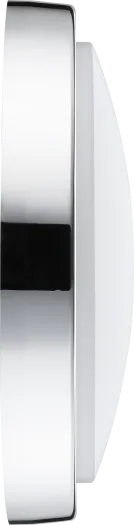 Side view of a chrome-finished Decor Indoor Bulkhead light with a white diffuser panel.