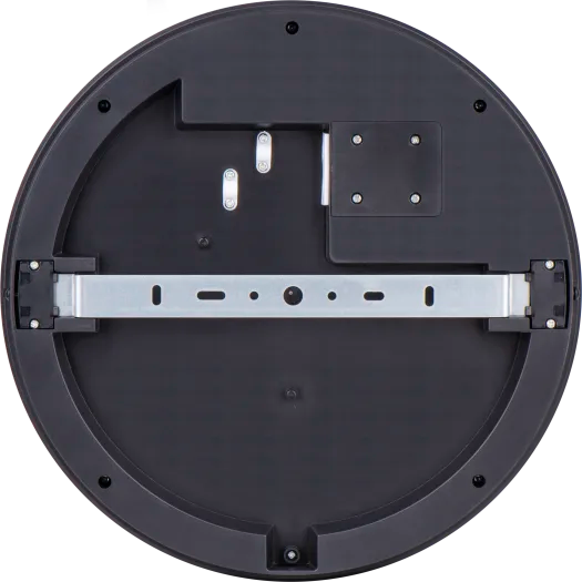 Back view of Circulus Bulkhead IP65 Ø300mm 24W 2900lm CCT Black showing mounting bracket and screw holes.
