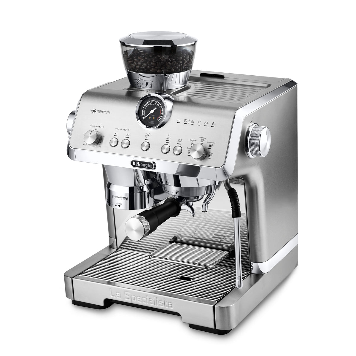 Delonghi La Specialista Opera stainless steel coffee machine with grinder, smart tamping, steam wand, HomeCafe kit - Keans