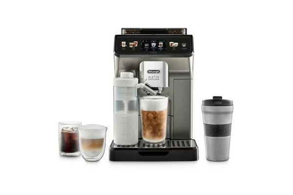 DeLonghi Eletta Explore ECAM450.86.T titanium coffee machine with LatteCrema, Cold Brew, WiFi, 50+ recipes – Keans