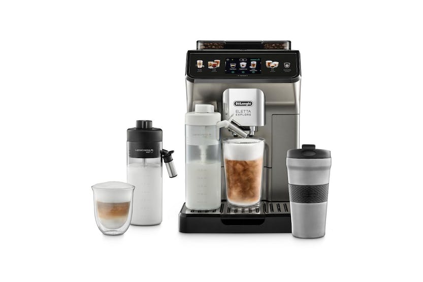 DeLonghi Eletta Explore ECAM450.86.T Titanium fully automatic coffee machine, sleek design, Keans Claremorris
