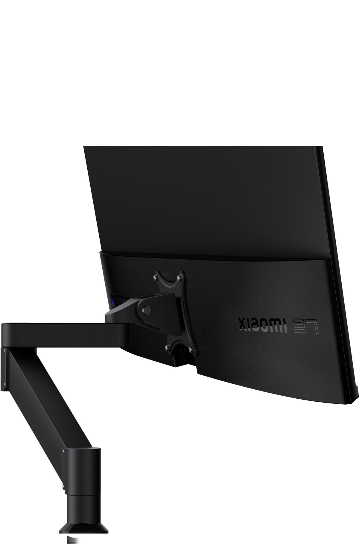 Rear view of Xiaomi G27i 165Hz 27" FHD Gaming Monitor mounted on an adjustable arm stand