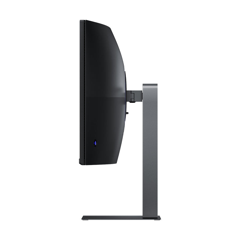 Side view of Xiaomi G34i 180Hz 34" WQHD curved gaming monitor with a sturdy rectangular stand.