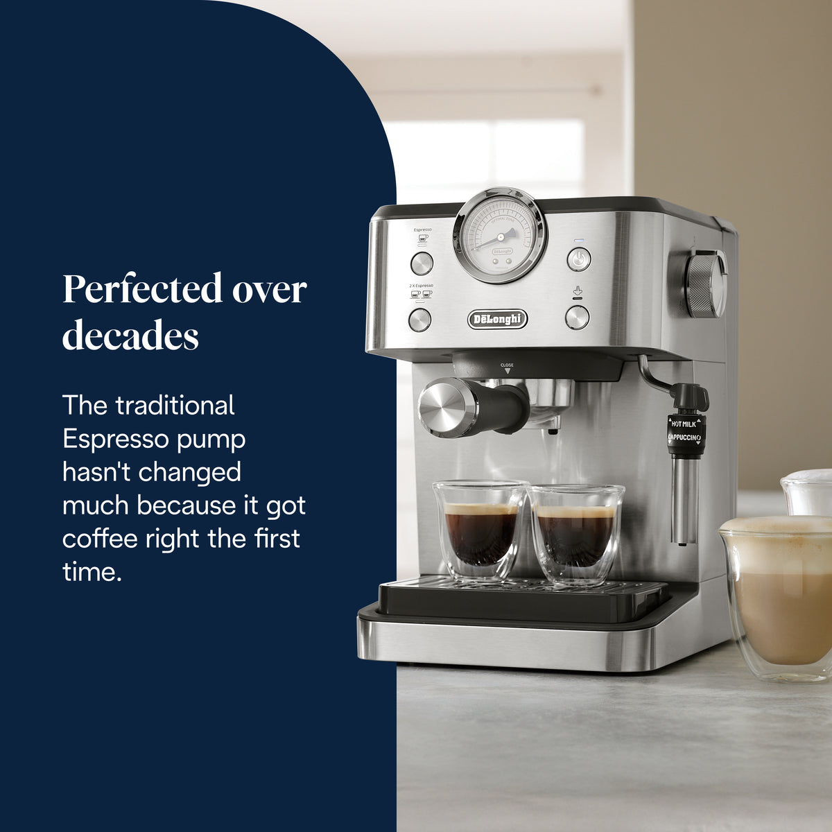 De'Longhi Linea Classic Espresso Coffee Machine - Silver - EM450.M - Image 8