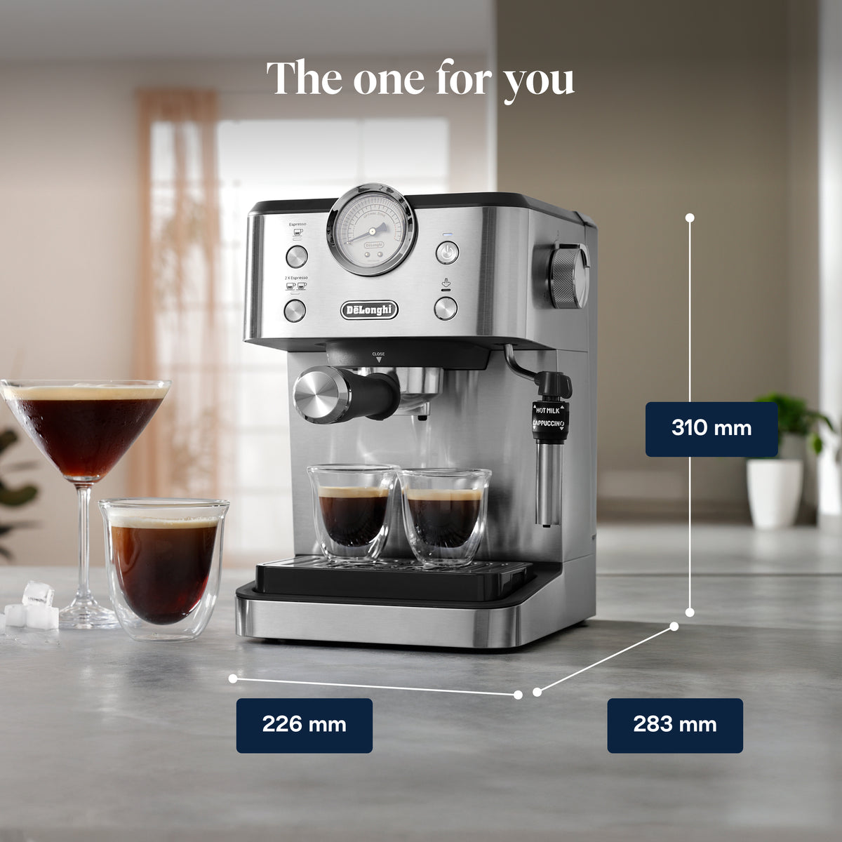 De'Longhi Linea Classic Espresso Coffee Machine - Silver - EM450.M - Image 2