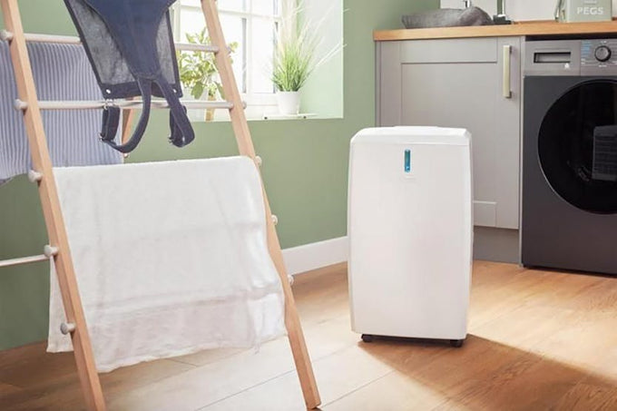 Dimplex 20L Dehumidifier EVERDRI20EL in White/Light Grey, efficient moisture removal, available at Keans Claremorris