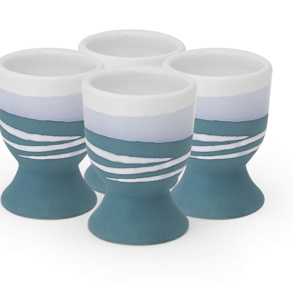 Paul Maloney Pottery Teal S/4 Egg Cups - New 2023