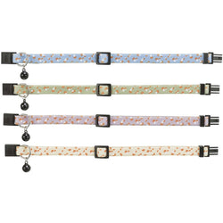 Elastic safety cat collar with bell, adjustable snap-on design in multiple colors - Keans Claremorris.