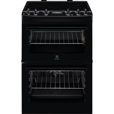 Electrolux LKR655200B 60cm black freestanding cooker with ceramic hob, fan oven, catalytic cleaning – available at Kean’s