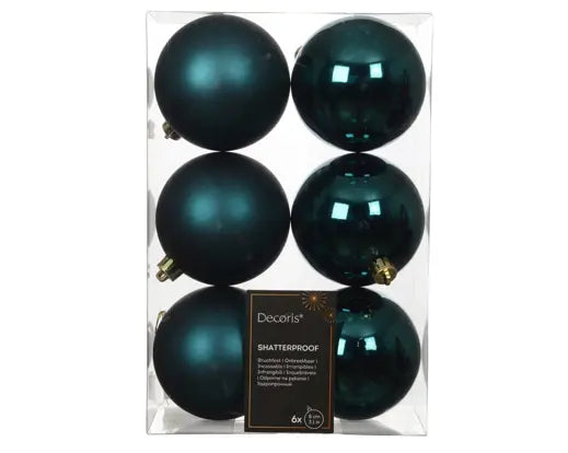 Emerald Christmas Baubles – Shiny & Matt Mix 8cm (Tube of 6) Keans Claremorris