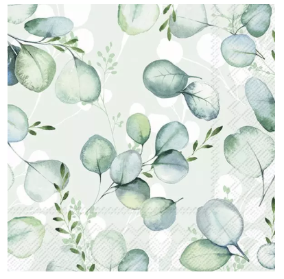 Eucalyptus Allover Light Green Cocktail Napkins Keans Claremorris
