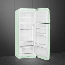 Smeg 60cm 50s Style Right Hand Hinge Freezer over Fridge Pastel Green | FAB30RPG5UK