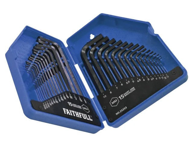 Hex Key Set 30 Pieces Metric & AF Mixed Sizes Durable Steel Tools Keans Claremorris