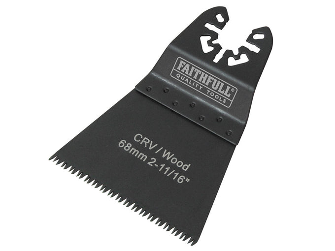 Faithfull Flush Cut Wood Blade 68mm CRV with ground teeth for fast cutting softwood and plastics, available at Kean’s