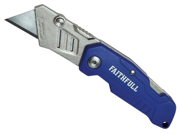 Faithfull Lock Back Utility Knife with quick release blade, nylon handle, belt clip, and lanyard hole – Keans Claremorris