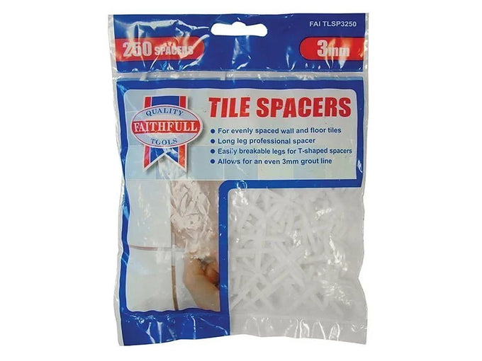Faithfull 3mm long leg tile spacers, 250 pack for uniform grout lines, snap for T joints, easy removal – Kean’s Claremorris.