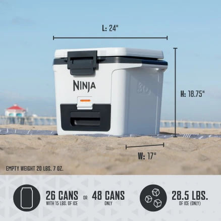 Ninja FrostVault 28L Hard Cooler with Dry Zone, Cloud White FB131UKWH – Durable, insulated cooler from Keans Claremorris