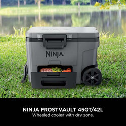 Ninja FrostVault 45QT/42L Wheeled Cooler with Dry Zone | Slate Grey