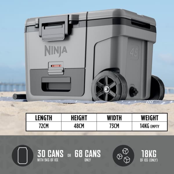 Ninja FrostVault 45QT/42L Wheeled Cooler with Dry Zone | Slate Grey - Image 9