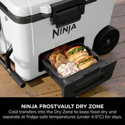 Ninja FrostVault 45QT/42L Wheeled Cooler with Dry Zone, White